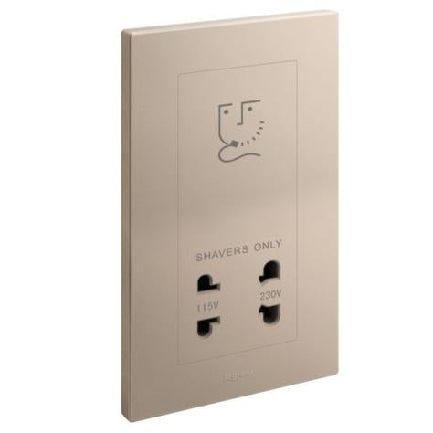 GALION - 2 GANGS SHAVER SOCKET OUTLET - 2 OUTPUTS 110 AND 230 VOLTS - ROSE GOLD