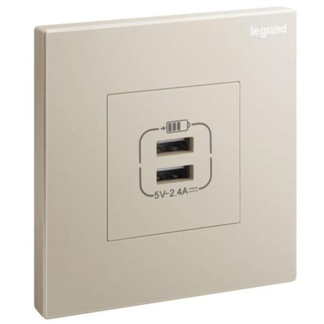 GALION - 1 GANG DOUBLE USB 2,4A TYPE-A USB CHARGERS - CHAMPAGNE