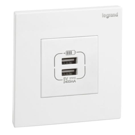 GALION - 1 GANG DOUBLE USB 2,4A TYPE-A USB CHARGERS - WHITE