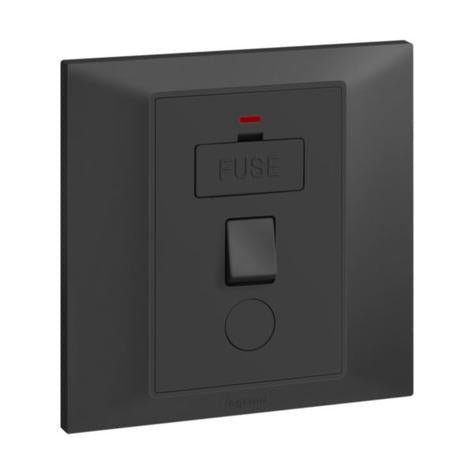 GALION - 1 GANG SWITCHED FUSED CONNECTION UNIT WITH LED POWER INDICATOR AND CORD OUTLET - 13A - MATT BLACK