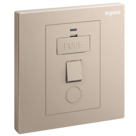 GALION - 1 GANG SWITCHED FUSED CONNECTION UNIT WITH LED POWER INDICATOR AND CORD OUTLET - 13A - ROSE GOLD