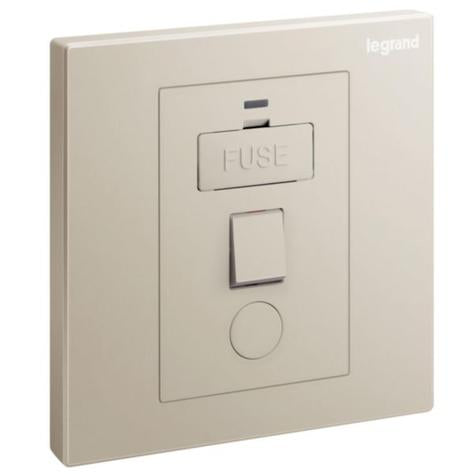 GALION - 1 GANG SWITCHED FUSED CONNECTION UNIT WITH LED POWER INDICATOR AND CORD OUTLET - 13A - CHAMPAGNE