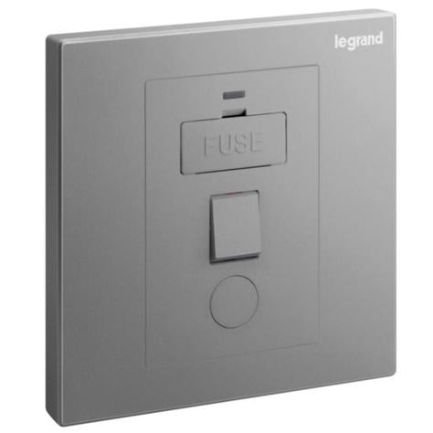 GALION - 1 GANG SWITCHED FUSED CONNECTION UNIT WITH LED POWER INDICATOR AND CORD OUTLET - 13A - DARK SILVER