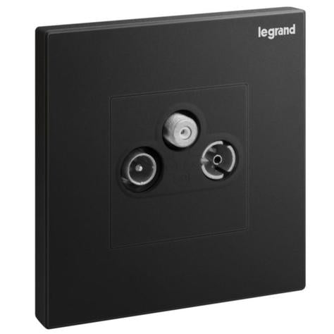 GALION - 1 GANG TV-R-SAT SOCKET OUTLET - MATT BLACK