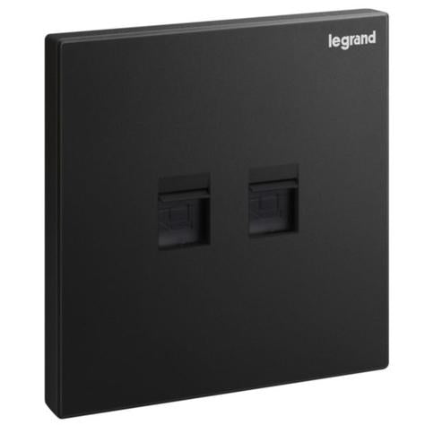 GALION - 1 GANG DOUBLE RJ 45 CATEGORY 6 UTP SOCKET OUTLET - MATT BLACK