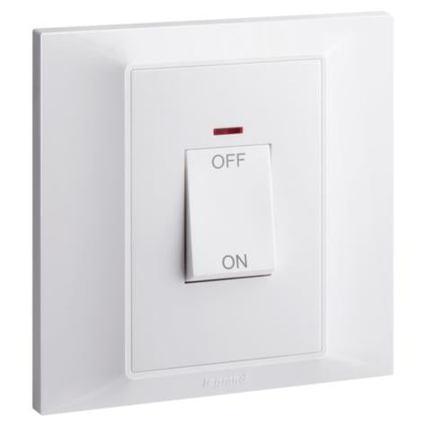 BELANKO S - 1G 1W 32A DP SWITCH W/ LED WH
