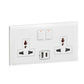 BELANKO S - 2 GANG SWITCHED MULTISTANDARD INBOARD + USB (NEW) TYPE A+C WHITE