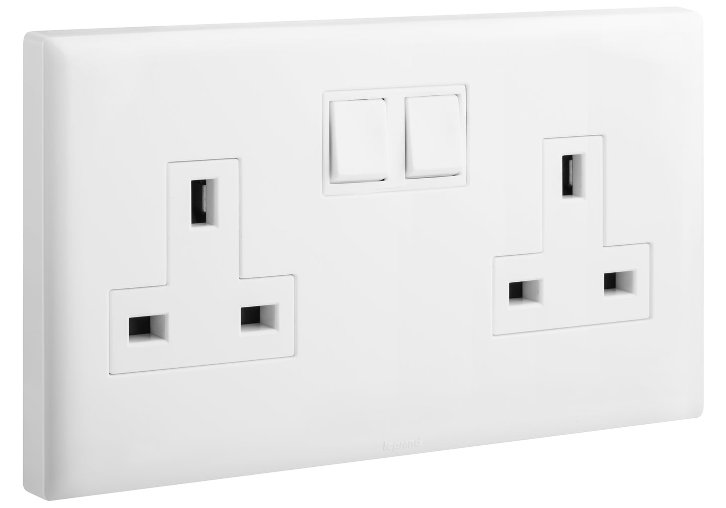 ELOE - 2 GANG BRITISH STANDARD 13A SINGLE POLE SWITCHED SOCKET - WHITE