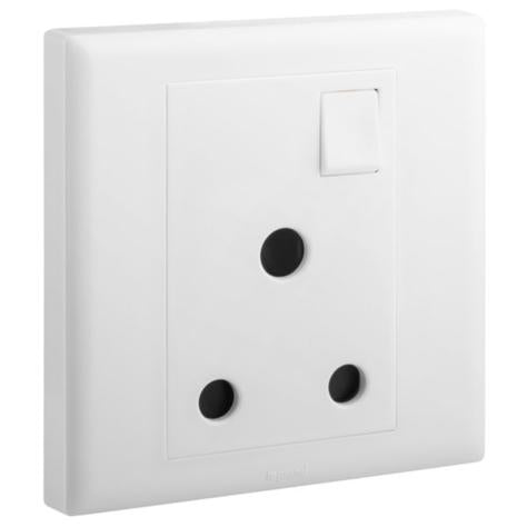 ELOE - 1 GANG BRITISH STANDARD 15A SINGLE POLE SWITCHED + NEON - WHITE