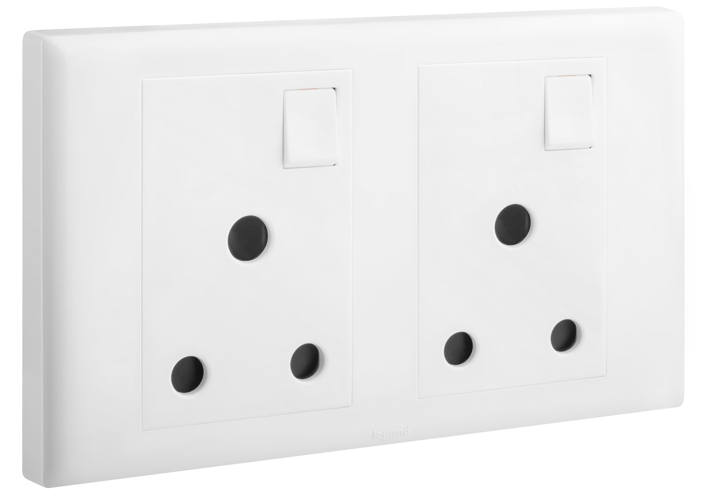 ELOE - 2 GANG BRITISH STANDARD 15A SINGLE POLE SWITCHED SOCKET - WHITE