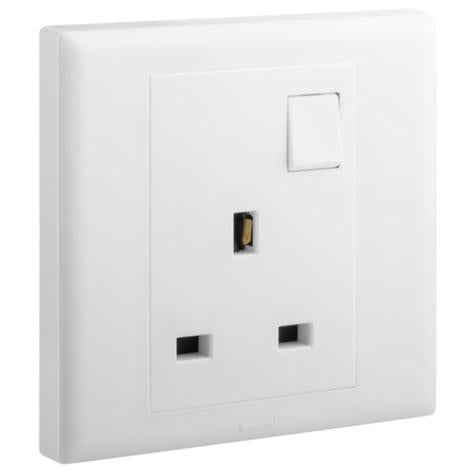 ELOE - 1 GANG BRITISH STANDARD 13A DOUBLE POLE SWITCHED SOCKET 2 EARTH TERMINAL - WHITE