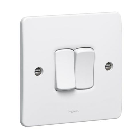 SYNERGY - SINGLE POLE SWITCH - 2 GANG - 2 WAY - 10 AX 250 V~ - WHITE