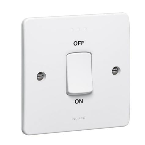 SYNERGY - DOUBLE POLE SWITCH - DOUBLE POLE + INDICATOR - 45 A 250 V~ - 86X86 MM - WHITE
