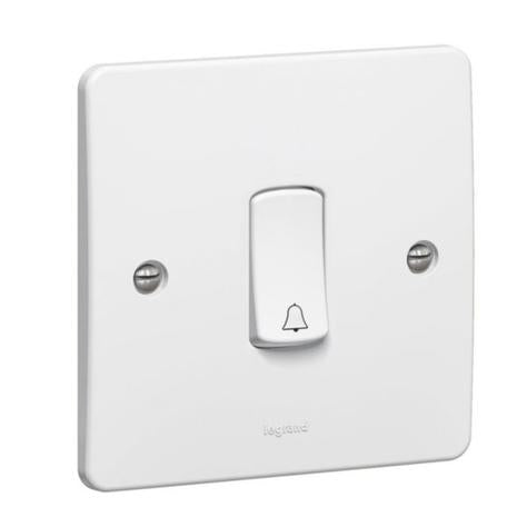 SYNERGY - SINGLE PUSH SWITCH - 1 GANG - 2 WAY BELL SYMBOL - 10 AX 250 V~ - WHITE