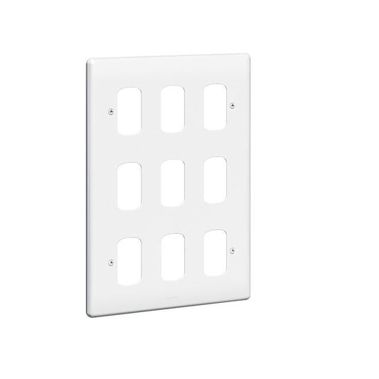 SYNERGY - FRONT PLATE - FOR 9 GRID MODULES - 3X2 GANG - WHITE