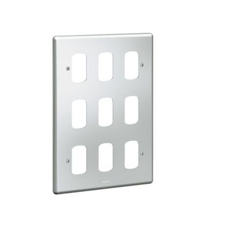SYNERGY - FRONT PLATE - FOR 9 GRID MODULES - 3X2 GANG - METALCLAD