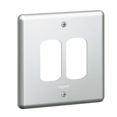SYNERGY - FRONT PLATE - FOR 2 GRID MODULE - 1 GANG - METALCLAD