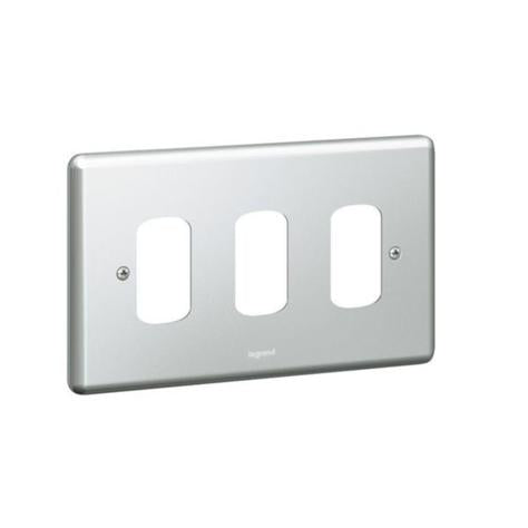 SYNERGY - FRONT PLATE - FOR 3 GRID MODULE - 2 GANG - METALCLAD