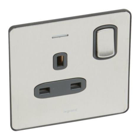 SYNERGY SLEEK - 1 GANG SWITCHED DOUBLE POLE BS SOCKET OUTLET 13A + BLUE LED POWER INDICATOR