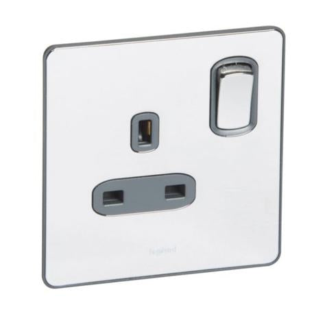 SYNERGY SLEEK - 1 GANG SWITCHED SINGLE POLE BS SOCKET OUTLET 13A