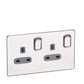 SYNERGY SLEEK - 2 GANG SWITCHED DOUBLE POLE BS SOCKET OUTLET 13A