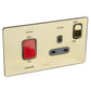 SYNERGY SLEEK - 2GANG DOUBLE POLE SWITCH 45A + BS 13A SWITCHED SOCKET OUTLET COOKER MARKING