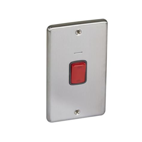 SYNERGY AUTHENTIC - DOUBLE POLE SWITCH + BLUE LED POWER INDICATOR - 2G VERTICAL PLATE - 45A