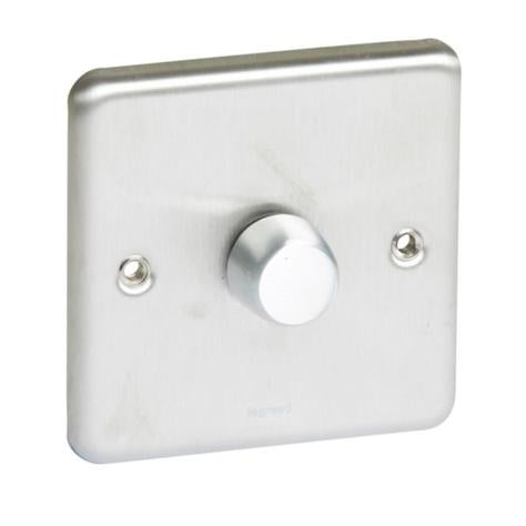 SYNERGY AUTHENTIC - PUSH ON/OFF 2-WAY ROTARY DIMMER - 400W - BRUSHED STAINLESS STEEL