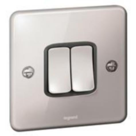 SYNERGY AUTHENTIC - 2 GANG 2-WAY SWITCH - 10AX - POLISHED STAINLESS STEEL