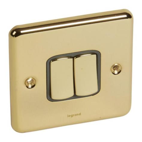 SYNERGY AUTHENTIC - 2 GANG 2-WAY SWITCH - 10AX - GLOSSY GOLD