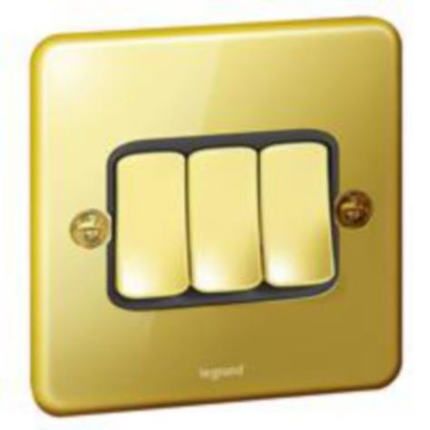 SYNERGY AUTHENTIC - 3 GANG 2-WAY SWITCH - 10AX - GLOSSY GOLD