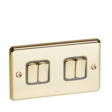 SYNERGY AUTHENTIC - 4 GANG 2-WAY SWITCH - 10AX - GLOSSY GOLD