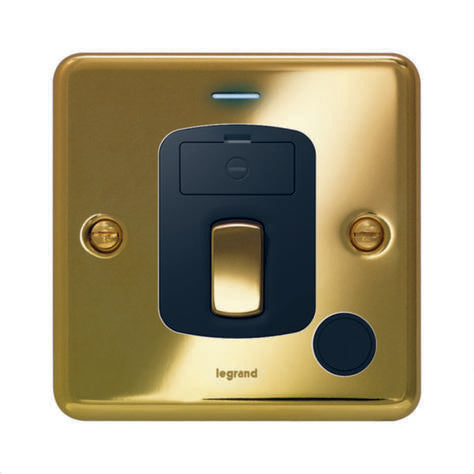 SYNERGY  AUTHENTIC - DOUBLE POLE SWITCH WITH CORD OUTLET AND BLUE LED POWER INDICATOR - 20A -GLOSSY GOLD
