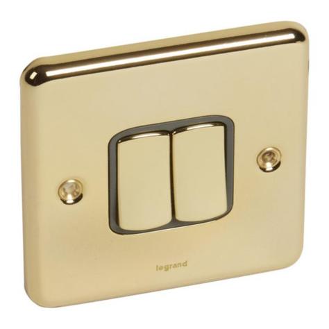 SYNERGY AUTHENTIC - 2 GANG 2-WAY SWITCH - 20AX - GLOSSY GOLD